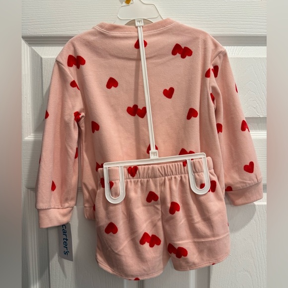 ❤️ Carter’s Valentine Pink Red Heart 2 Piece Pajamas - Picture 3 of 6